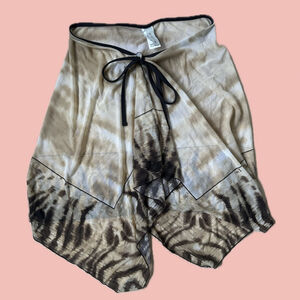 Brown Y2K Profile Mesh Sarong Skirt Cover Up – Tie-Dye Handkerchief Hem